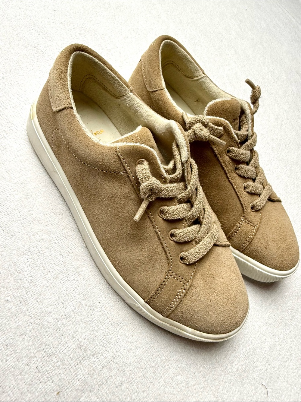 Sam Edelman Suede Lace-Up Sneakers in Tan